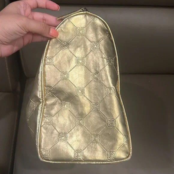 GOLD duffle bag y2k travel vacation bag metallic gold duffle bag carryon keepall - Picture 11 of 17